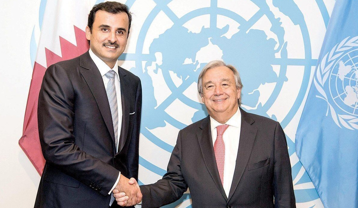 UN chief thanks Amir for Qatar’s humanitarian work in Palestine